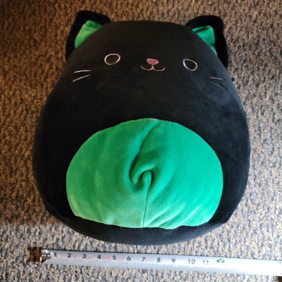 NWOT Squishmallows Holiday Black Green Cat Cleo Kitty Kitten 12” Kellytoy 2019 - Picture 7 of 11